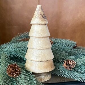 7” carved wood tree